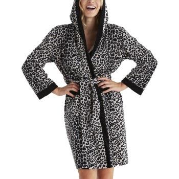 Damella Velour Leo Hoodie Robe Leopard Small Dame