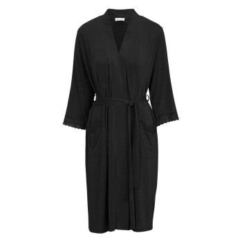 Damella Viscose Plain Lace Robe Svart viskose Large Dame