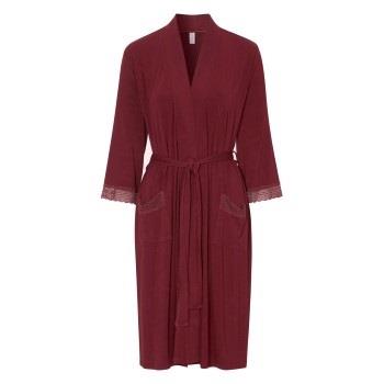 Damella Viscose Plain Lace Robe Vinrød  viskose Small Dame