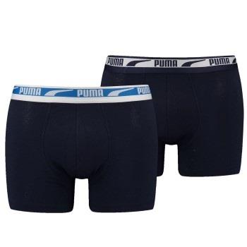 Puma 2P Men Multi Logo Boxer Svart/Blå bomull Large Herre