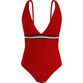 Tommy Hilfiger Plunge One Piece Swimsuit Rød X-Large Dame