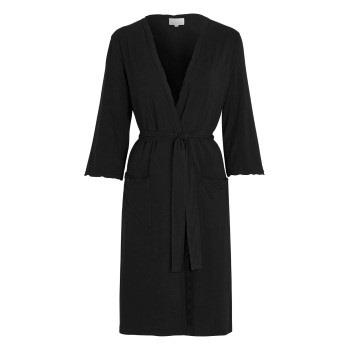 Damella Viscose Plain Wave Robe Svart Bambus Small Dame