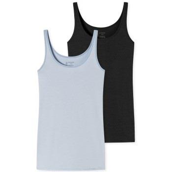 Schiesser 2P 95-5 Organic Tank Top Svart/Blå bomull 44 Dame