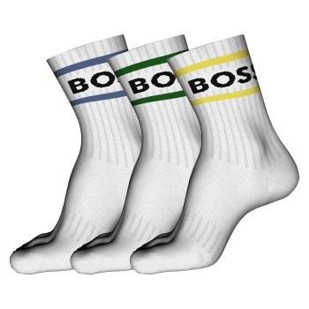 BOSS Strømper 3P Rib Stripe CC Sock Hvit Str 43/46 Herre