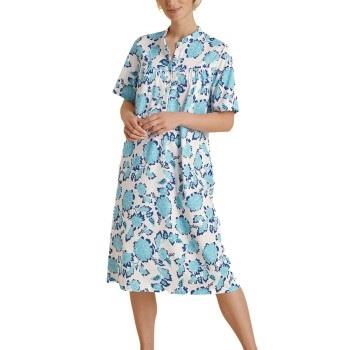 Calida Soft Cotton Nightdress 33900 Hvit/Blå bomull X-Small Dame