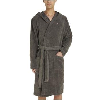 Tommy Hilfiger Cotton Hooded Bathrobe Grå bomull Small Herre