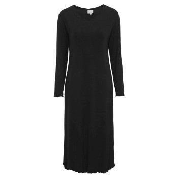 Damella Bamboo Plain Long Sleeve Nightdress Svart Bambus Small Dame