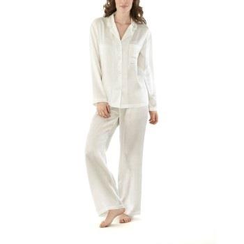 Damella Woven Silk Plain Pyjamas Set Elfenben silke Medium Dame