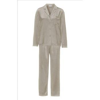 Damella Woven Silk Plain Pyjamas Set Nougat silke Small Dame