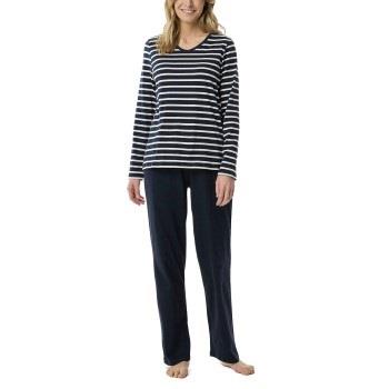 Schiesser Women Straight Leg Long Pyjama Blå/Hvit bomull 44 Dame