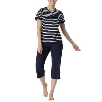 Schiesser Women Three Quarter Pyjamas Blå/Hvit bomull 40 Dame