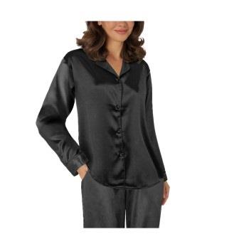 Lady Avenue Satin Pyjama With Short Sleeves Svart silke Medium Dame