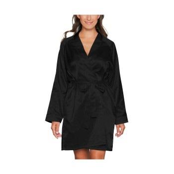 Lady Avenue Satin Short Kimono Svart Small Dame