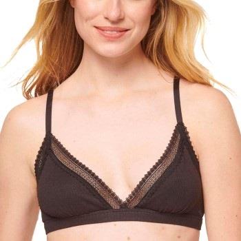 Sloggi BH GO Ribbed Lace Bralette Svart bomull Small Dame