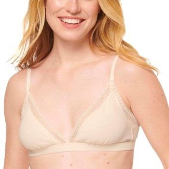 Sloggi BH GO Ribbed Lace Bralette Krem bomull Medium Dame