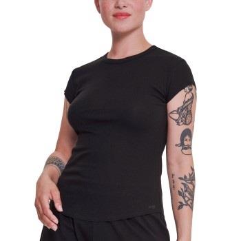 Sloggi GO Ribbed T Shirt Svart bomull Large Dame