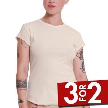 Sloggi GO Ribbed T Shirt Krem bomull X-Small Dame