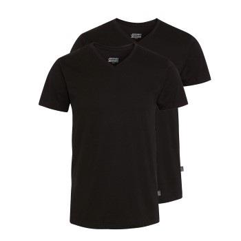 Jockey 2P V-Neck T-Shirt Svart bomull Small Herre