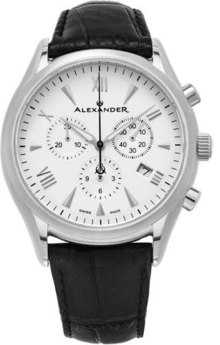 Alexander Herreklokke A021-02 Heroic Hvit/Lær Ø42 mm