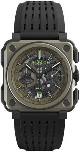 Bell & Ross Herreklokke BR-X1-MILITARY Experimental Grønn/Gummi