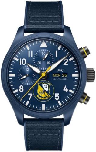 IWC Herreklokke IW389109 Pilots Blå/Gummi Ø44.5 mm