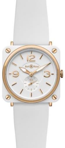 Bell & Ross Herreklokke BRS-PKGOLD-WH-SRB BR S Quartz Hvit/Gummi