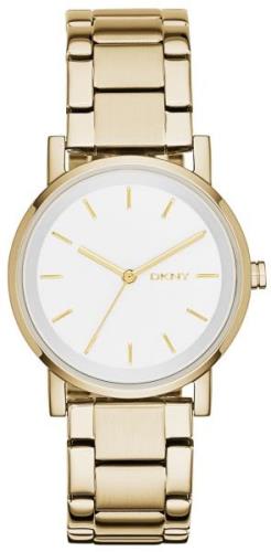 DKNY Dameklokke NY2343 Soho Hvit/Gulltonet stål Ø34 mm