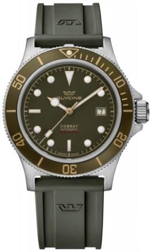 Glycine Herreklokke GL0329 Combat Sub Grønn/Gummi Ø42 mm