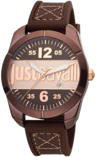 Just Cavalli Herreklokke JC1G106P0035 Brun/Tekstil Ø43 mm