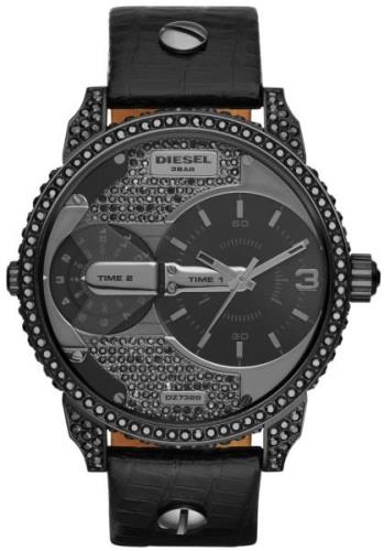 Diesel Dameklokke DZ7328 Mini Daddy Grå/Lær Ø46 mm