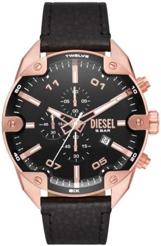 Diesel Herreklokke DZ4607 Spiked Sort/Lær Ø49 mm