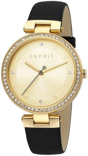 Esprit Dameklokke ES1L151L0025 Breezy Gulltonet/Lær Ø36 mm