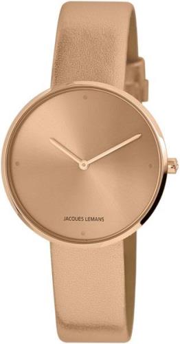 Jacques Lemans Dameklokke 1-2056I Design Rosegullfarget/Lær Ø36 mm