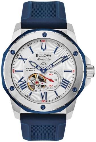 Bulova Herreklokke 98A225 Marine Star Sølvfarget/Gummi Ø45 mm