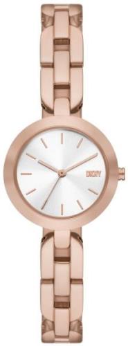 DKNY Dameklokke NY6628 City Link Hvit/Rose-gulltonet stål Ø26 mm