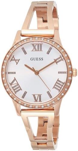 Guess Dameklokke W1208L3 Hvit/Rose-gulltonet stål Ø34 mm