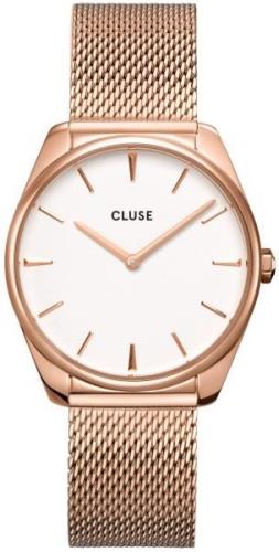 Cluse Dameklokke CW0101212002 Hvit/Rose-gulltonet stål Ø36 mm