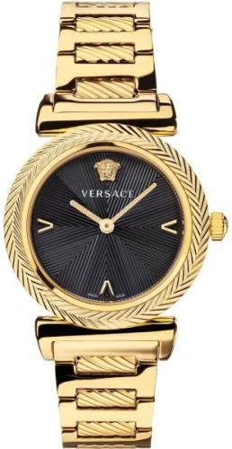 Versace Dameklokke VERE02220 V Motif 35mm Sort/Gulltonet stål Ø35 mm