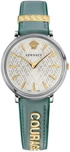 Versace Dameklokke VBP010017 V Circle Sølvfarget/Lær Ø38 mm