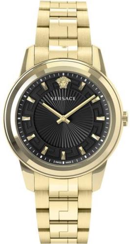 Versace Dameklokke VEPX01321 Greca Sort/Gulltonet stål Ø38 mm