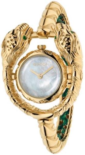 Gucci Dameklokke YA149505 Hvit/18 karat gult gull Ø23 mm