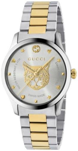 Gucci YA1264074 G-Timeless Sølvfarget/Gulltonet stål Ø38 mm