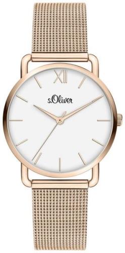 s.Oliver Dameklokke SO-4117-MQ S.Oliver Classic Hvit/Rose-gulltonet