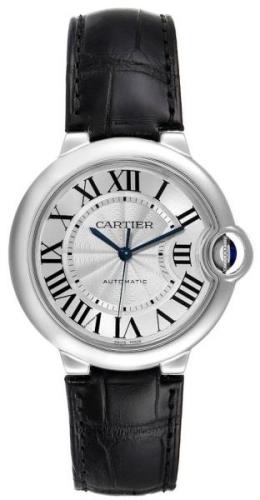 Cartier Dameklokke W69017Z4 Ballon Blue Sølvfarget/Lær Ø36 mm