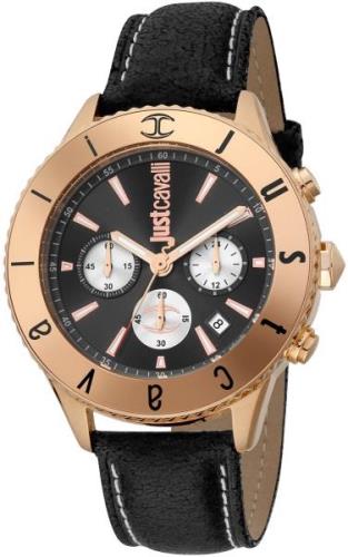 Just Cavalli Herreklokke JC1G155L0035 Modern Sort/Lær Ø44 mm