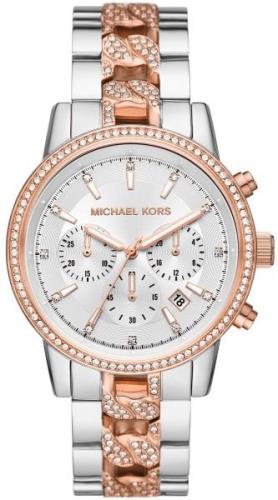 Michael Kors Ritz Dameklokke MK6938 Hvit/Rose-gulltonet stål Ø41 mm