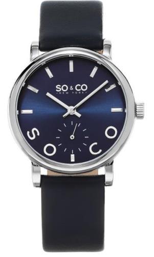 So & Co New York Madison Dameklokke 5093L.2 Blå/Lær Ø36 mm