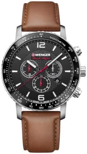 Wenger 99999 Herreklokke 01.1843.104 Sort/Lær Ø44 mm