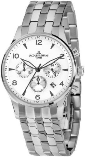 Jacques Lemans London Herreklokke 1-1654ZF Hvit/Stål Ø40 mm