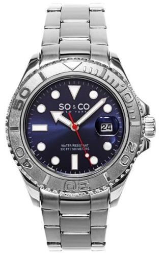 So & Co New York Yacht Timer Herreklokke 5053.2 Blå/Stål Ø40 mm